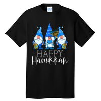 Happy Hanukkah Three Gnomes Jewish Gnome Lover Chanukah Gift Tall T-Shirt