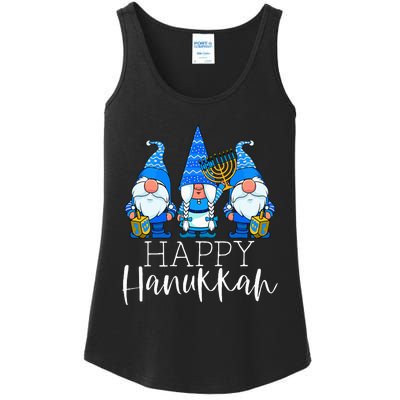 Happy Hanukkah Three Gnomes Jewish Gnome Lover Chanukah Gift Ladies Essential Tank