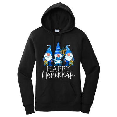 Happy Hanukkah Three Gnomes Jewish Gnome Lover Chanukah Gift Women's Pullover Hoodie