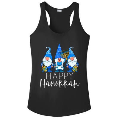 Happy Hanukkah Three Gnomes Jewish Gnome Lover Chanukah Gift Ladies PosiCharge Competitor Racerback Tank