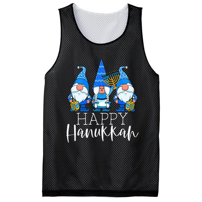 Happy Hanukkah Three Gnomes Jewish Gnome Lover Chanukah Gift Mesh Reversible Basketball Jersey Tank