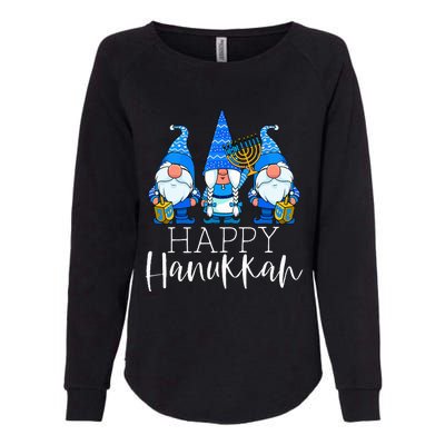 Happy Hanukkah Three Gnomes Jewish Gnome Lover Chanukah Gift Womens California Wash Sweatshirt