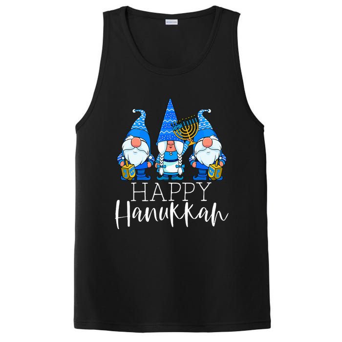 Happy Hanukkah Three Gnomes Jewish Gnome Lover Chanukah Gift PosiCharge Competitor Tank