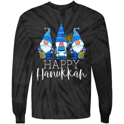 Happy Hanukkah Three Gnomes Jewish Gnome Lover Chanukah Gift Tie-Dye Long Sleeve Shirt