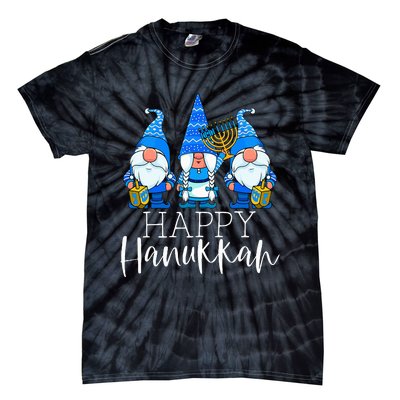 Happy Hanukkah Three Gnomes Jewish Gnome Lover Chanukah Gift Tie-Dye T-Shirt