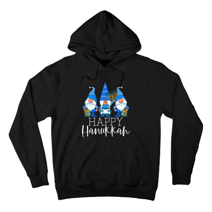 Happy Hanukkah Three Gnomes Jewish Gnome Lover Chanukah Gift Tall Hoodie