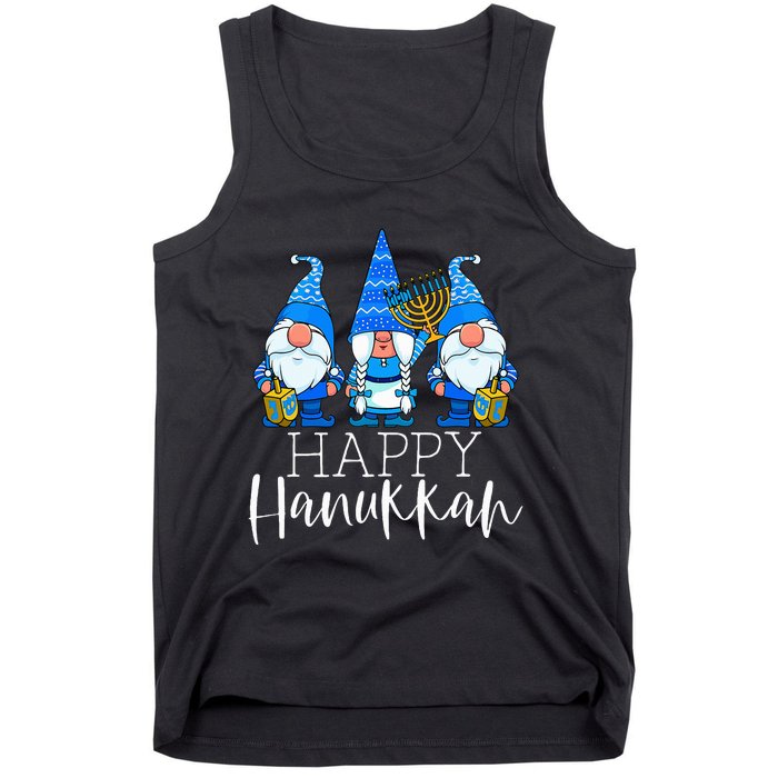 Happy Hanukkah Three Gnomes Jewish Gnome Lover Chanukah Gift Tank Top