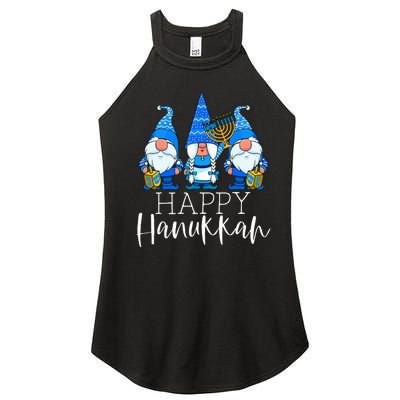 Happy Hanukkah Three Gnomes Jewish Gnome Lover Chanukah Gift Women's Perfect Tri Rocker Tank