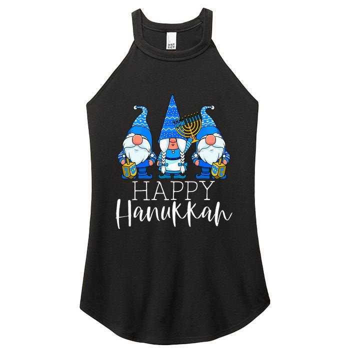 Happy Hanukkah Three Gnomes Jewish Gnome Lover Chanukah Gift Women's Perfect Tri Rocker Tank