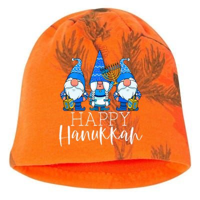 Happy Hanukkah Three Gnomes Jewish Gnome Lover Chanukah Gift Kati - Camo Knit Beanie