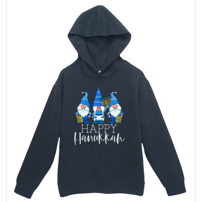 Happy Hanukkah Three Gnomes Jewish Gnome Lover Chanukah Gift Urban Pullover Hoodie