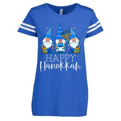 Happy Hanukkah Three Gnomes Jewish Gnome Lover Chanukah Gift Enza Ladies Jersey Football T-Shirt