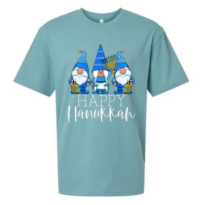 Happy Hanukkah Three Gnomes Jewish Gnome Lover Chanukah Gift Sueded Cloud Jersey T-Shirt