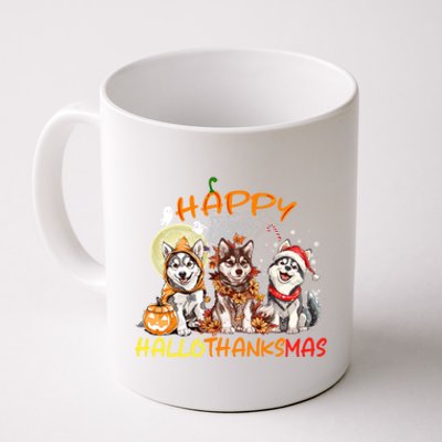 Happy Halloween Thanksgiving Christmas Siberian Husky Xmas Gift Coffee Mug