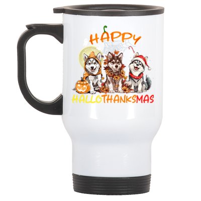 Happy Halloween Thanksgiving Christmas Siberian Husky Xmas Gift Stainless Steel Travel Mug