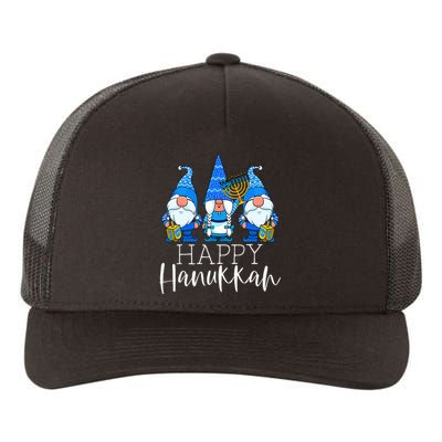 Happy Hanukkah Three Gnomes Jewish Gnome Lover Chanukah Gift  Yupoong Adult 5-Panel Trucker Hat