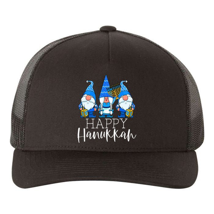 Happy Hanukkah Three Gnomes Jewish Gnome Lover Chanukah Gift  Yupoong Adult 5-Panel Trucker Hat