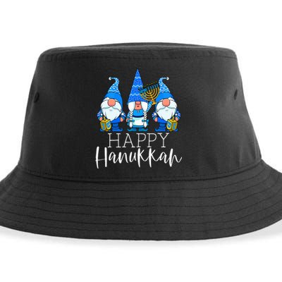 Happy Hanukkah Three Gnomes Jewish Gnome Lover Chanukah Gift  Sustainable Bucket Hat