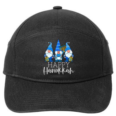 Happy Hanukkah Three Gnomes Jewish Gnome Lover Chanukah Gift  7-Panel Snapback Hat