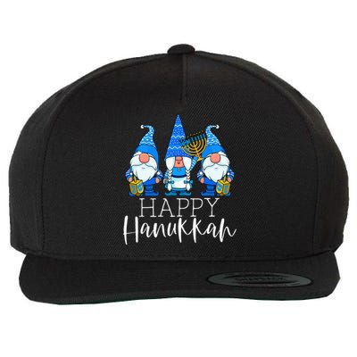 Happy Hanukkah Three Gnomes Jewish Gnome Lover Chanukah Gift  Wool Snapback Cap