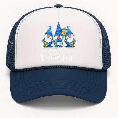 Happy Hanukkah Three Gnomes Jewish Gnome Lover Chanukah Gift  Trucker Hat