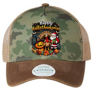 Happy Hallothanksmas Thanksgiving Halloween Merry Christmas Legacy Tie Dye Trucker Hat