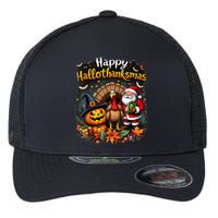 Happy Hallothanksmas Thanksgiving Halloween Merry Christmas Flexfit Unipanel Trucker Cap