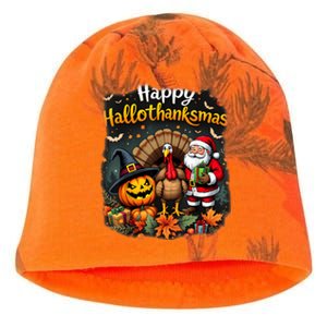 Happy Hallothanksmas Thanksgiving Halloween Merry Christmas Kati - Camo Knit Beanie