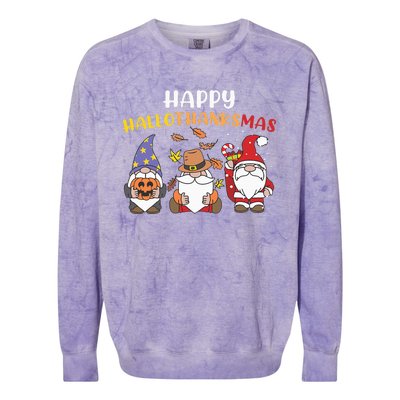 Happy Halloween Thanksgiving Christmas Holiday Season Gnome Colorblast Crewneck Sweatshirt