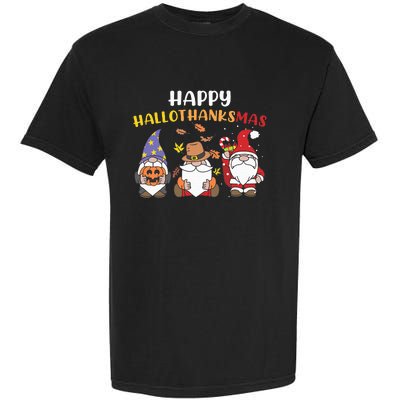 Happy Halloween Thanksgiving Christmas Holiday Season Gnome Garment-Dyed Heavyweight T-Shirt