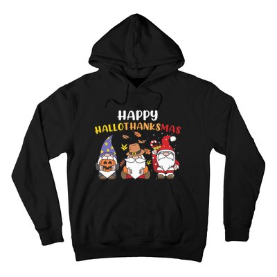 Happy Halloween Thanksgiving Christmas Holiday Season Gnome Hoodie