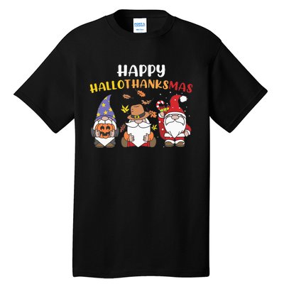 Happy Halloween Thanksgiving Christmas Holiday Season Gnome Tall T-Shirt