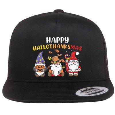 Happy Halloween Thanksgiving Christmas Holiday Season Gnome Flatbill Hat