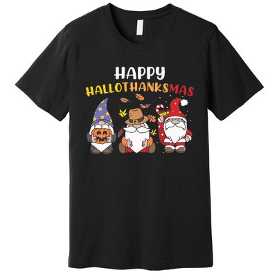 Happy Halloween Thanksgiving Christmas Holiday Season Gnome Premium T-Shirt