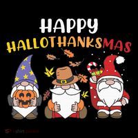 Happy Halloween Thanksgiving Christmas Holiday Season Gnome Premium T-Shirt