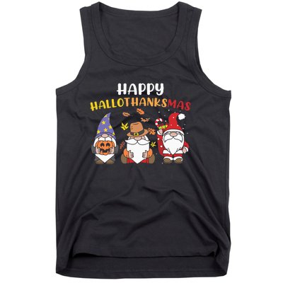 Happy Halloween Thanksgiving Christmas Holiday Season Gnome Tank Top