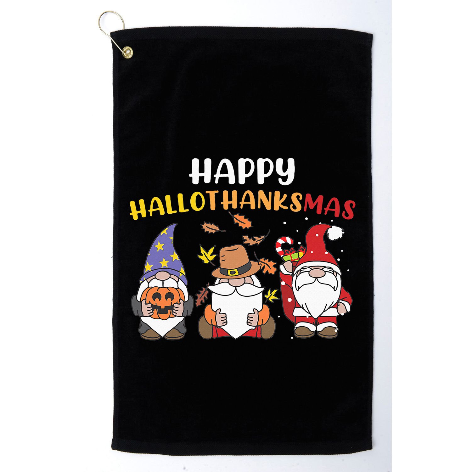 Happy Halloween Thanksgiving Christmas Holiday Season Gnome Golf Towel