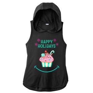 Happy Holidays Treat Ladies PosiCharge Tri-Blend Wicking Draft Hoodie Tank