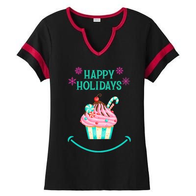 Happy Holidays Treat Ladies Halftime Notch Neck Tee