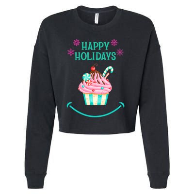 Happy Holidays Treat Cropped Pullover Crew