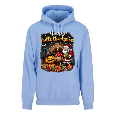 Happy Hallothanksmas Thanksgiving Halloween Merry Christmas Unisex Surf Hoodie