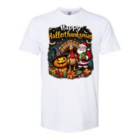 Happy Hallothanksmas Thanksgiving Halloween Merry Christmas Softstyle CVC T-Shirt