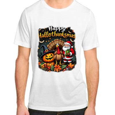 Happy Hallothanksmas Thanksgiving Halloween Merry Christmas Adult ChromaSoft Performance T-Shirt