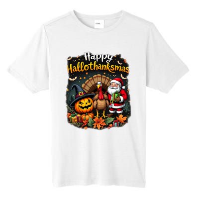 Happy Hallothanksmas Thanksgiving Halloween Merry Christmas Tall Fusion ChromaSoft Performance T-Shirt