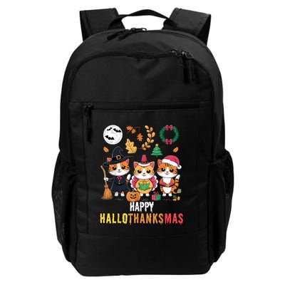 Happy Hallothanksmas Thanksgiving Halloween Cat Christmas Backpack