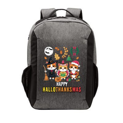 Happy Hallothanksmas Thanksgiving Halloween Cat Christmas Vector Backpack