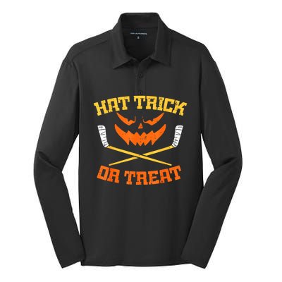 Halloween Hat Trick Or Treat Ice Hockey Player Coach Gift Silk Touch Performance Long Sleeve Polo