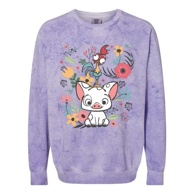 Hei Hei The Rooster Moana And Pua The Pig Colorblast Crewneck Sweatshirt