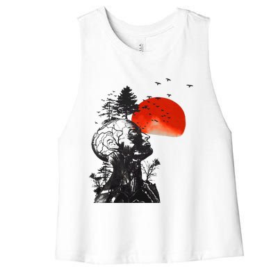 Hangover Human Tree Graphic Women's Racerback Cropped Tank