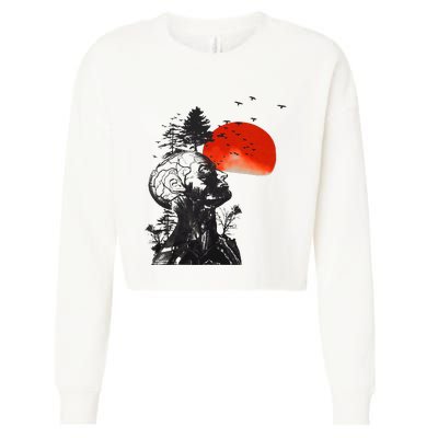 Hangover Human Tree Graphic Cropped Pullover Crew